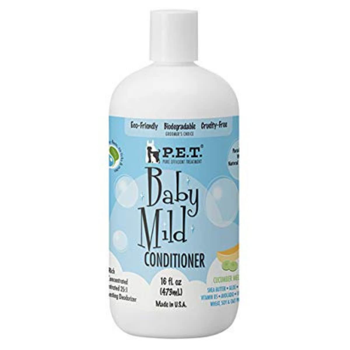 P.E.T. PURE EFFICIENT TREATMENTBaby Mild - Cucumber Melon - Conditioner - for Puppies & Kittens - Eco-Friendly, Biodegradable, Cruelty Free, Paraben Free. (16 Fl. Oz)