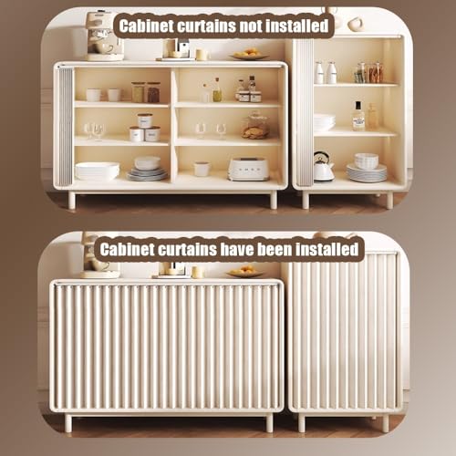 Rideau armoire dressing accordéon pour optimiser le rangement beige