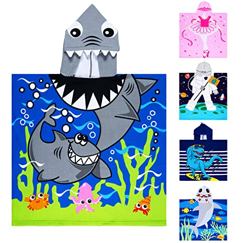 Violet Mist Hooded Towel Thick Bath Towels For Kids Cute Shark Quick Dry Sand Free Beach Towels Boys Soft Cotton Washcloths Poncho Cover-Ups Bathrobe Pool Swim Shower Towels 27 In*59 In #TOP2