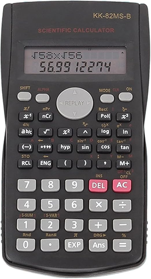 KK-82MS-D Calculadora científica portátil Calculadora con función científica de ingeniería con 240 funciones Pantalla de doble línea para estudiantes escolares Profesores de oficina de negocios (negro