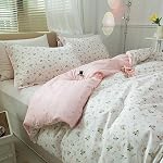 Floral Girls Duvet Cover Twin XL Cotton Pink Floral Duvet Cover Chic Garden Flower Bedding Sets Lightweight Soft Aesthetic Floral Comforter Cover 1 Twin XL Duvet Cover with 2 Pillowcases