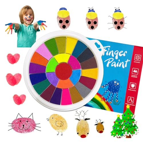 Fottaqqan 25 Color Book Finger Painting Kit Drawing Toys Album Educational Tool Kit Washable Childrens Supplies for Birthday Kindergarten Early Learning