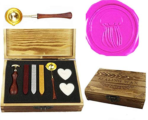 Kit tampon cire méduse en bois avec cuillère et bougie