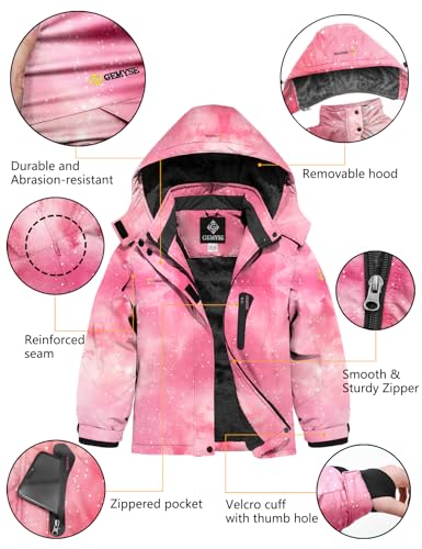 Image of GEMYSE Girl's Waterproof Ski Snow Jacket Hooded Fleece Lined Windproof Winter Jacket