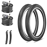 MOHEGIA 2本セット マウンテンバイク自転車タイヤ: 20×2.125インチ 30TPI 組み合わせセット - 折り畳み式 交換用 英式チューブ、タイヤレバー - 黒色