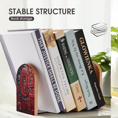 Sujetalibros de madera resistente que evita la caída de libros en baldas estrechas 8