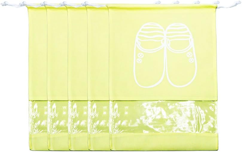 Tota Non-woven Shoe Bags Trip and luggage/seasonal Packing with Transparent Window with Draw String Bag (Medium, Beige)