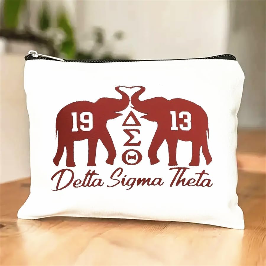 Makeup Bag with Delta Sorority Elephant Printed,Portable Makeup Organizer, Gift For Cosmetic Bag,Lightweight Storage Bag,Casual Cosmetic Pouch with Zippered Pocket,Travel Accessory for Women - Image 2