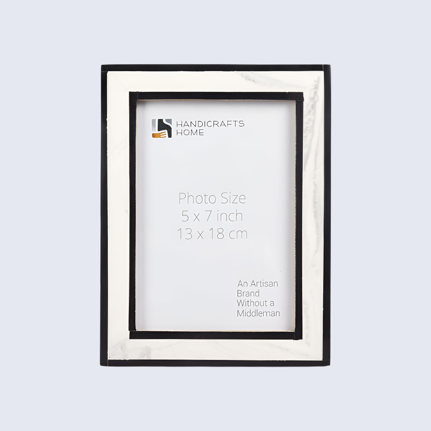 Handicrafts Home 5x7 Picture Frame Black and White, Modern Layered Decorative Photo Frame for Tabletop or Wall, Minimalist Desk Frame for Gallery Wall Home Office Decor