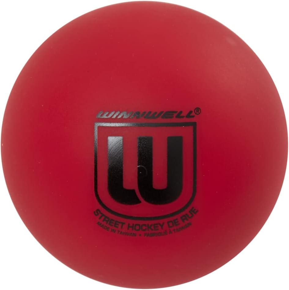 Winnwell Street Hockey Balls Red Hard Density Ball for Indoor & Outdoor - Made for for Field, Road & Street Hockey Games – with Storage Bag - 65mm & 50 Gram Weight : Sports & Outdoors