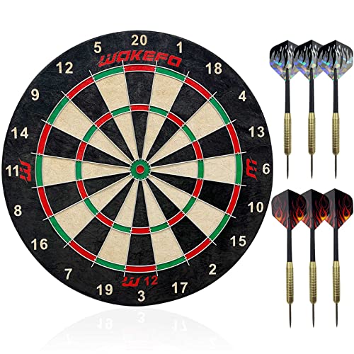Bristle Dartboards Dart Board Set: 18" In Premium Sisal Round Spider Wire Dartboards Includes 6 Steel Tip Darts, Staple-Free Bullseye Ultra-Thin Wire Spider Darts Board #TOP1
