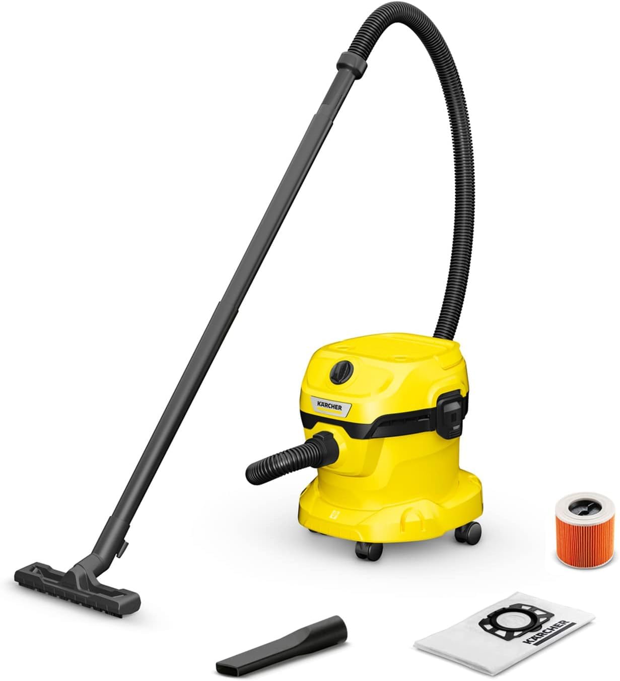 Aspirateur Eau et Poussières WD 2 Plus V-12/4/18/C, avec Filtre Cartouche & Sachet Filtre ouate Nouvelle Gamme KWD1, KWD2, KWD3,WD2 Plus, WD3 (Paquet de 4)
