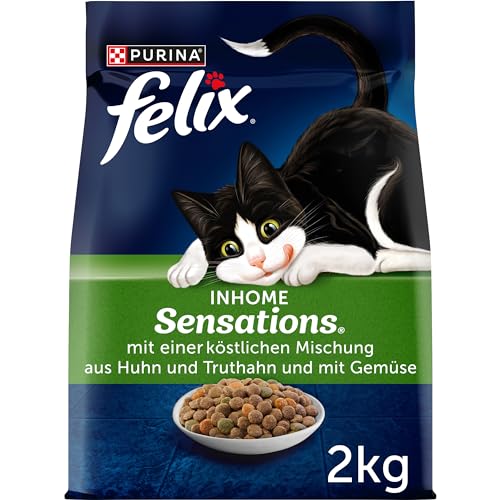 Felix Inhome Sensations Katzenfutter trocken für Hauskatzen, mit Huhn und Gemüse, 6er Pack (6 x 2kg)