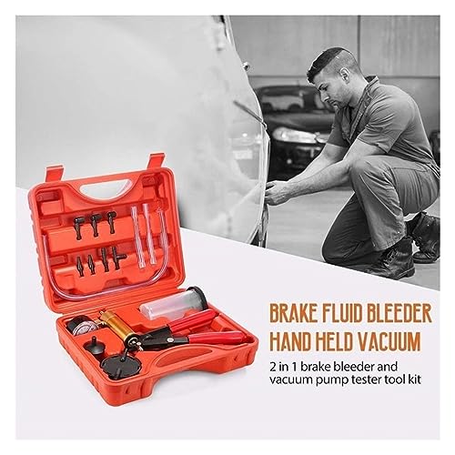 Bombas de vacío manual para servicio de aire acondicionado y sistema de frenos, kit con pistola de prueba y manómetro de aluminio miniatura 3