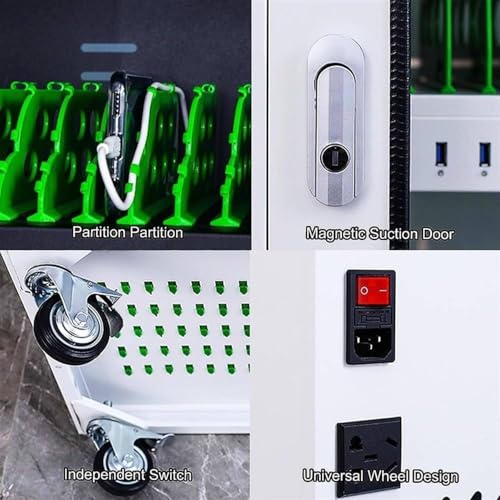 Estación de carga USB para 60 dispositivos: armario con ruedas y 20 ranuras 5