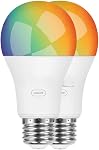 smart WiFi Bulb Color, 1100 Lumen WiFi RGB and Tunable White A19 Smart Bulb, Works with Alexa and Google Assistant, Two-Pack