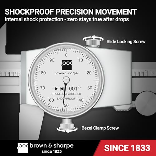 Pinza de esfera de precisión 0-8 pulgadas Brown & Sharpe para lecturas claras con cara blanca 5