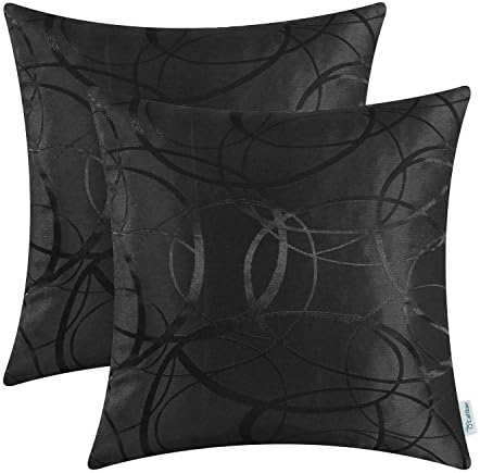 CaliTime Pack of 2 Cushion Covers Throw Pillow Cases Shells for Couch Sofa Home Decor Modern Shining & Dull Contrast Circles Rings Geometric 45cm X 45cm Burgundy