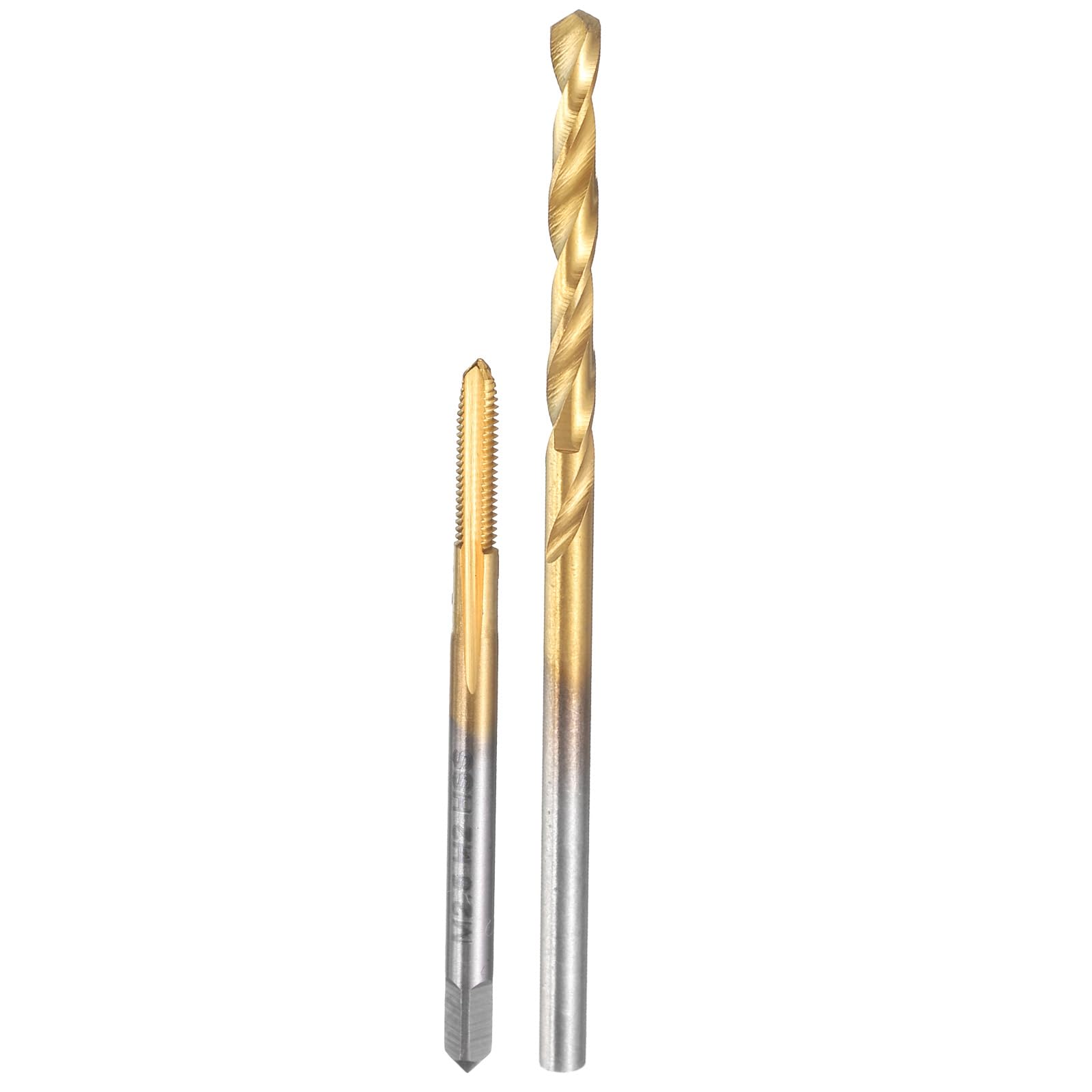 Set di maschi e punte da trapano, 1 maschio per filettatura metrica a scanalatura dritta M2,5 x 0,45 e 1 punta elicoidale da 2,1 mm, kit di utensili per filettatura HSS-6542 rivestiti in titanio