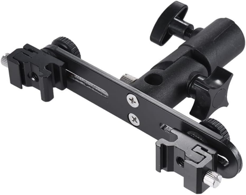 DSLR Dual Flash Bracket 2-Hot Shoe Mount Speedlight Stand Umbrella Flash Holder