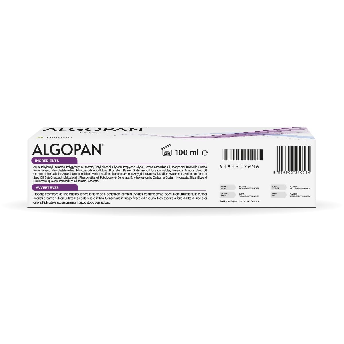 MèDISIN | ALGOPAN® Crema con Frazione insaponificabile di Soia e Avocado, Bromelina, Acido Ialuronico, estratti di Boswellia e di Meliloto, Crema 100 ml