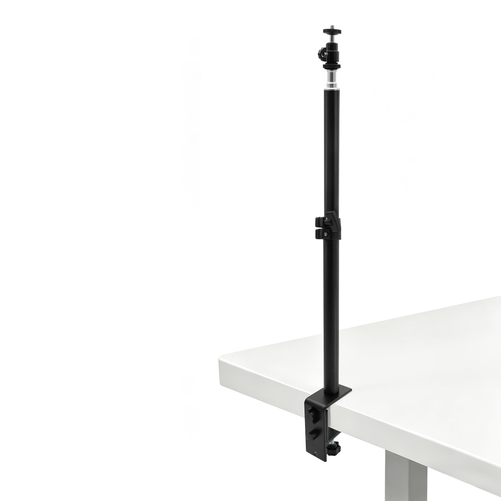 Camera Desk Mount with C Clamp, 18"-23" Adjustable Desktop Light Stand with 1/4" Ball Head & Cold Shoe Adapter for Webcam DSLR Camera Ring Light Microphone, Metal Clamp Max Load 2kg-picture-22