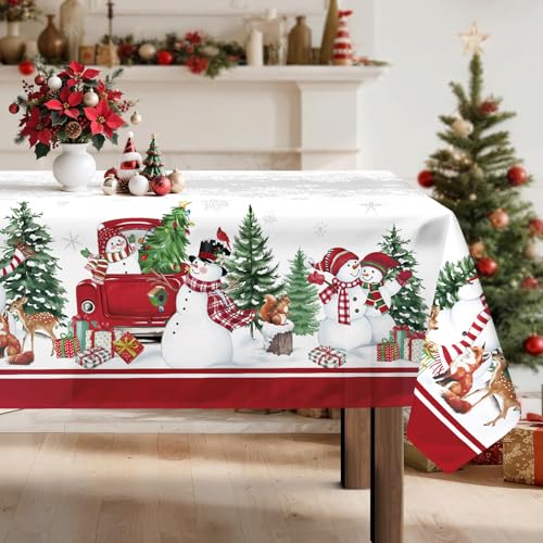 Arquiel Weihnachten Tischdecke, Schneemann Wald Weihnachtsbaum...