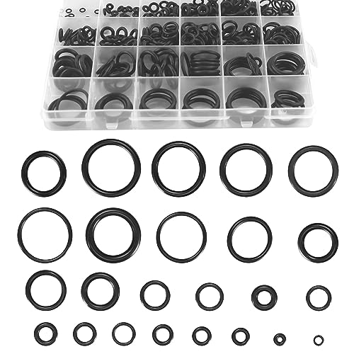 HXMJIED 360 Pcs Rubber O-Ring Washer Gaskets Set, 24 Sizes O-Ring Gasket Kit, Black Electrical Gasket Rings