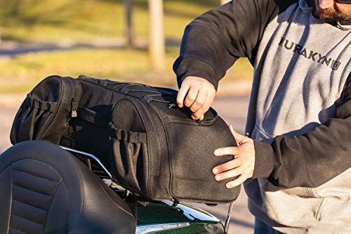 Bolsa de equipaje para motocicleta Kuryakyn 5281 Momentum Hitchhiker: Bolsa resistente a la intemperie para portaequipajes trasero, color negro miniatura 5