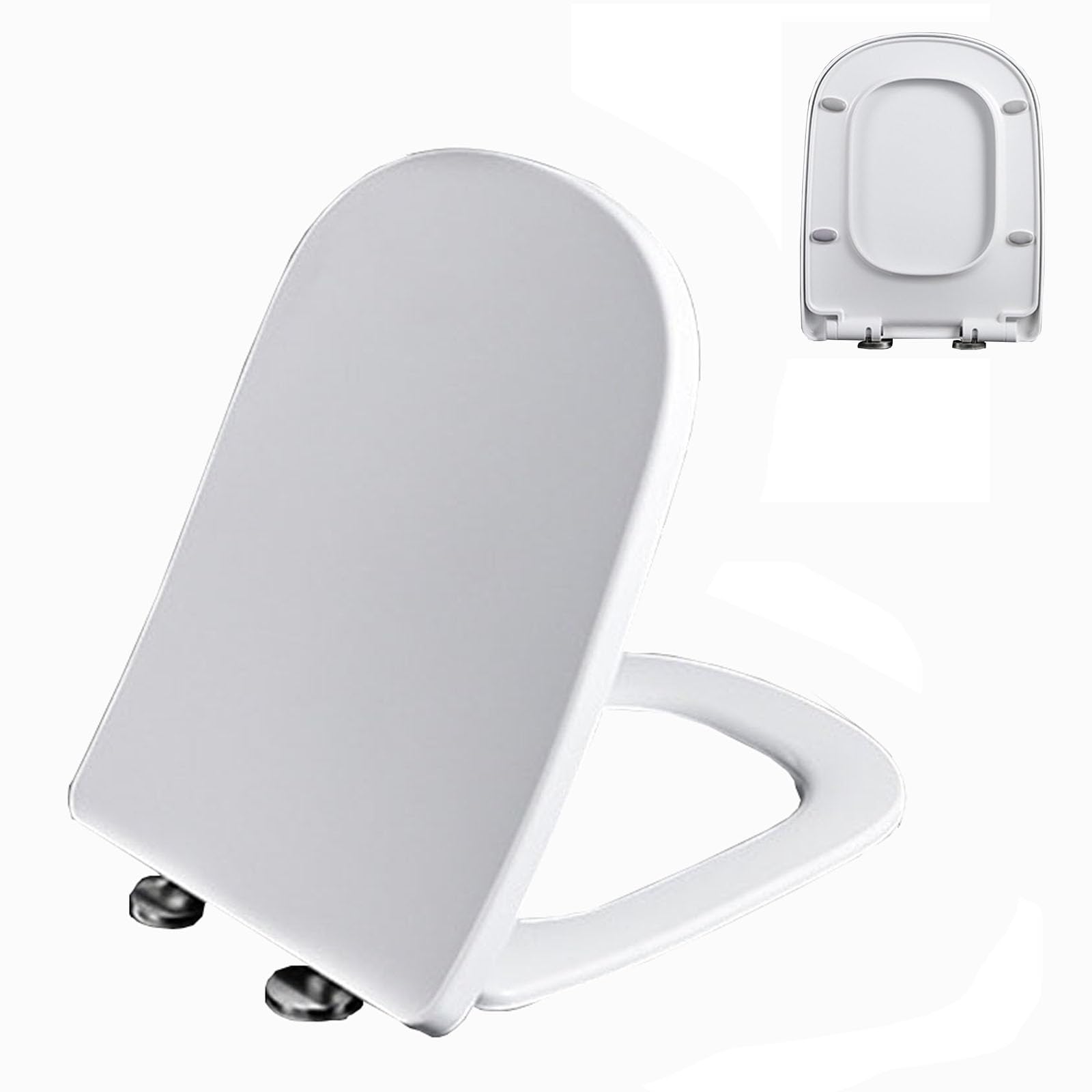 White Square Toilet seat, Easy Close Release Release Hinge Easy Clean Metal Hinge Adjustable Modern bathrooms, Lightweight, Durable, Portable, User-Friendly, Compact Durable Construction