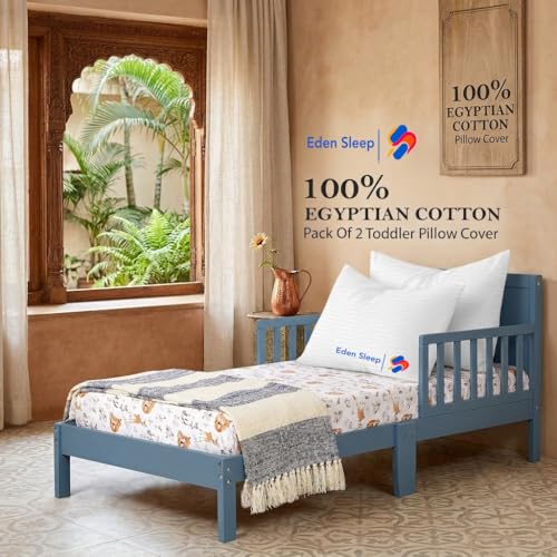 Image of Youth Pillow Cases - 500 Thread Count 16 x 22 inch, Pack of 2 White Strip Pillow Cover 100% Cotton Travel Pillow Case for Kids, Zipper Closure Toddler Youth Pillowcase 16x22, White Striped