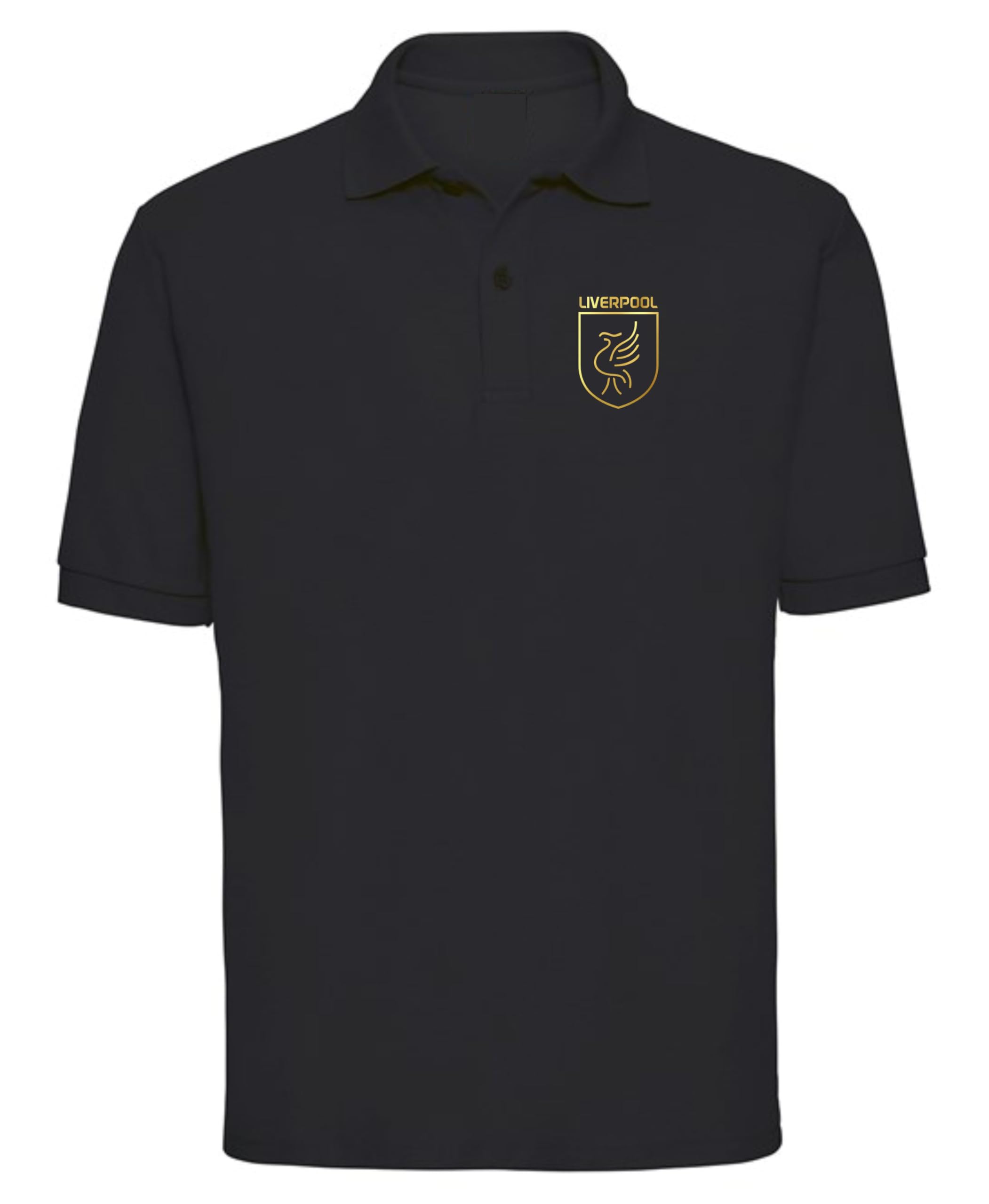 Cyclops Print Men's Black Liverpool Football Liverbird Crest Design Polo 2XL