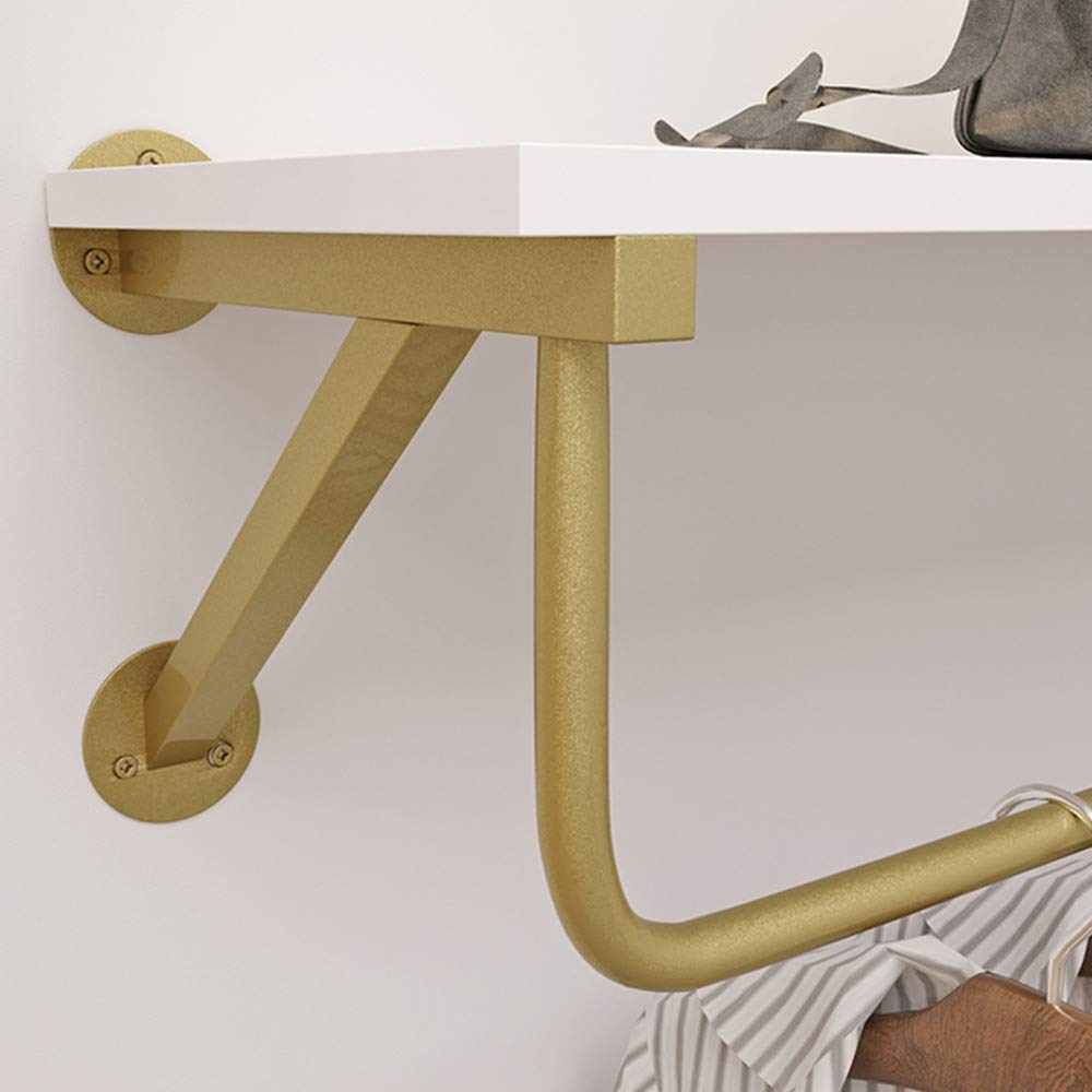Riel para Ropa de Tubería Industrial, Estante de Exhibición de Ropa de Hierro Montado en la Pared, con Tablero de Almacenamiento, Estante de Secado Multiusos Que Ahorra Espacio, para Ropa, Bolsos,