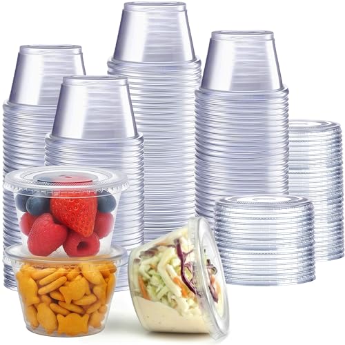GUSTO 4 oz. Plastic Cups with Lids [200 Count] Desserts Containers