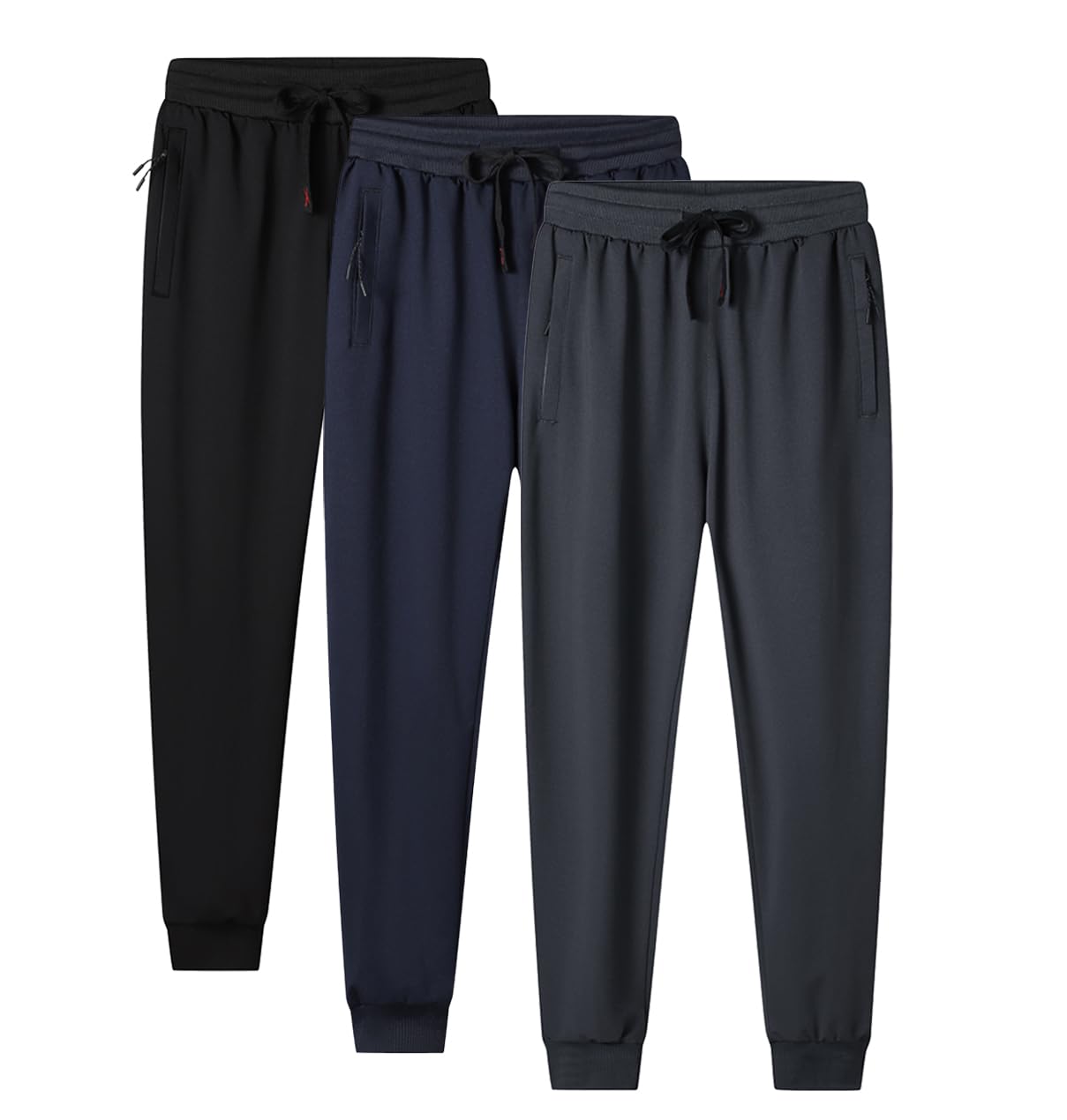 Men's Athletic Sweatpants Pull on Fleece Jogger Workout Pants with Zipper Pockets