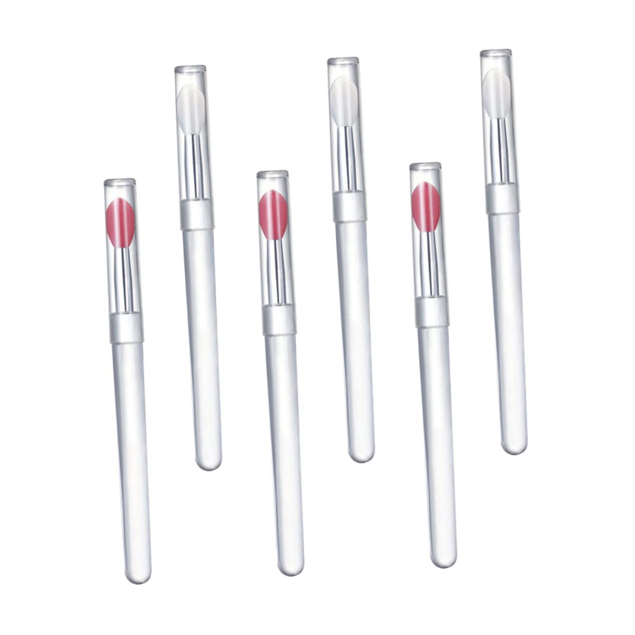 SOESFOUFU Makeup Brush Set Holder 6pcs Lip Brush Cover Silicone Lip Applicator Cream Applicator