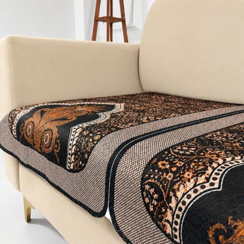 Image of Homerz Premium 'Maharaja Paradise Series' Sofa Cover | Net Fabric Sofa Cover | Washable, Anti-Dust Backed & Wrinkle Resistant Cover (Sheesh Mahal, 3 Seater, Only Seat Cover)