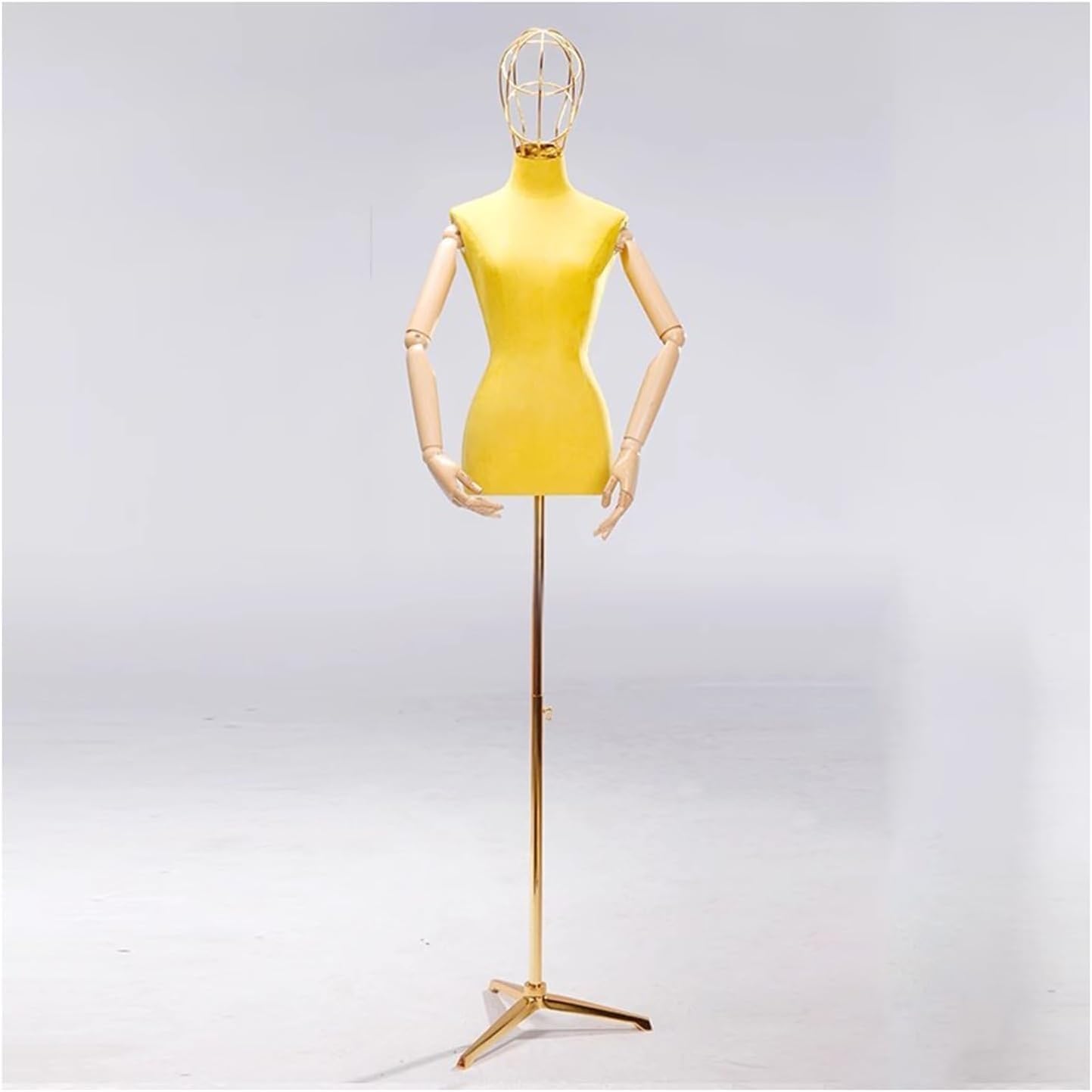 CONGRUI Hollowed Head Retail Mannequin Torso Adjustable Height and Detachable Manikin Used for Display Windows Boutique Stores(Yellow)