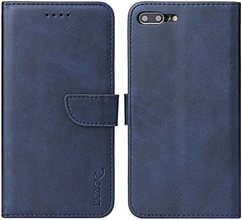 LOLFZ Wallet Case for iPhone 7 Plus 8 Plus, Vintage Leather Book Case with Card Holder Kickstand Magnetic Closure Flip Case Cover for iPhone 7 Plus 8 Plus - Black