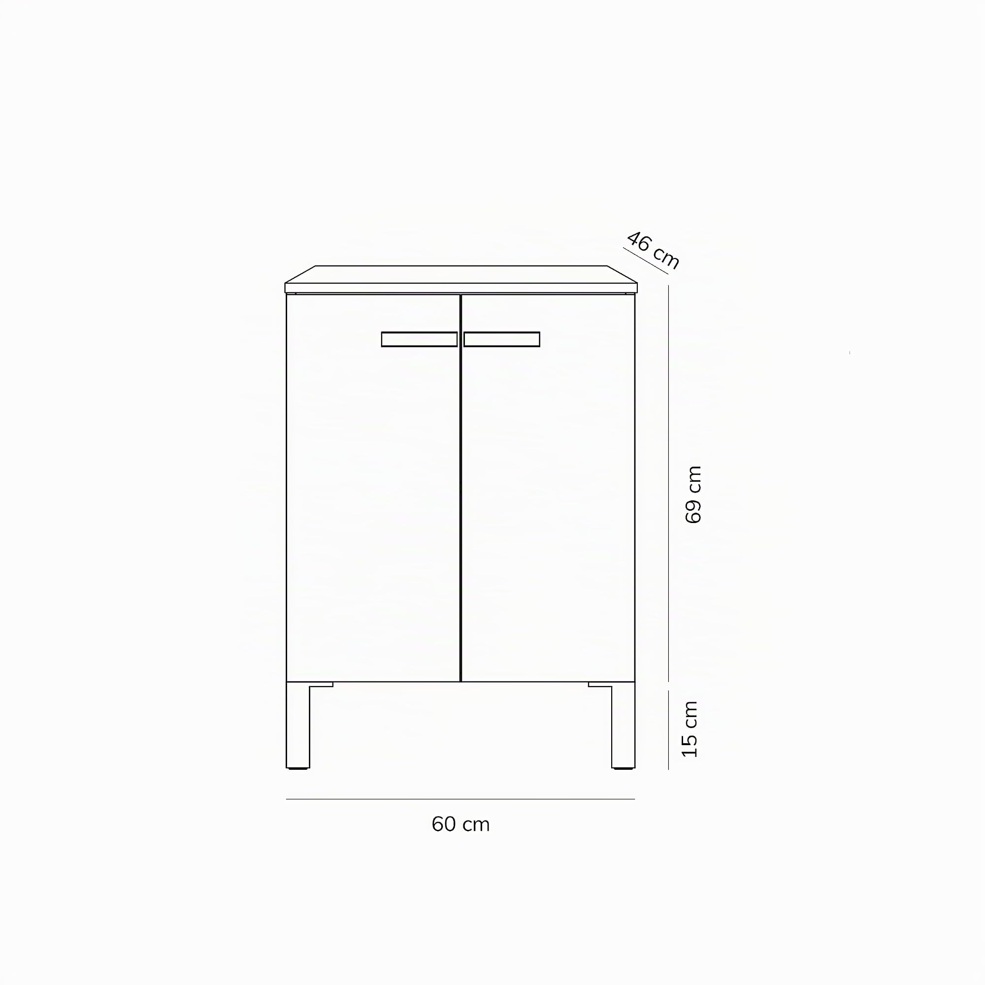 Baikal Mueble de Baño Neo, Dos Puertas, Mueble con Patas. Varios Acabados y Medidas. Melamina 16mm. Mueble MONTADO. 2 Puertas sin Espejo 60 cm Nature