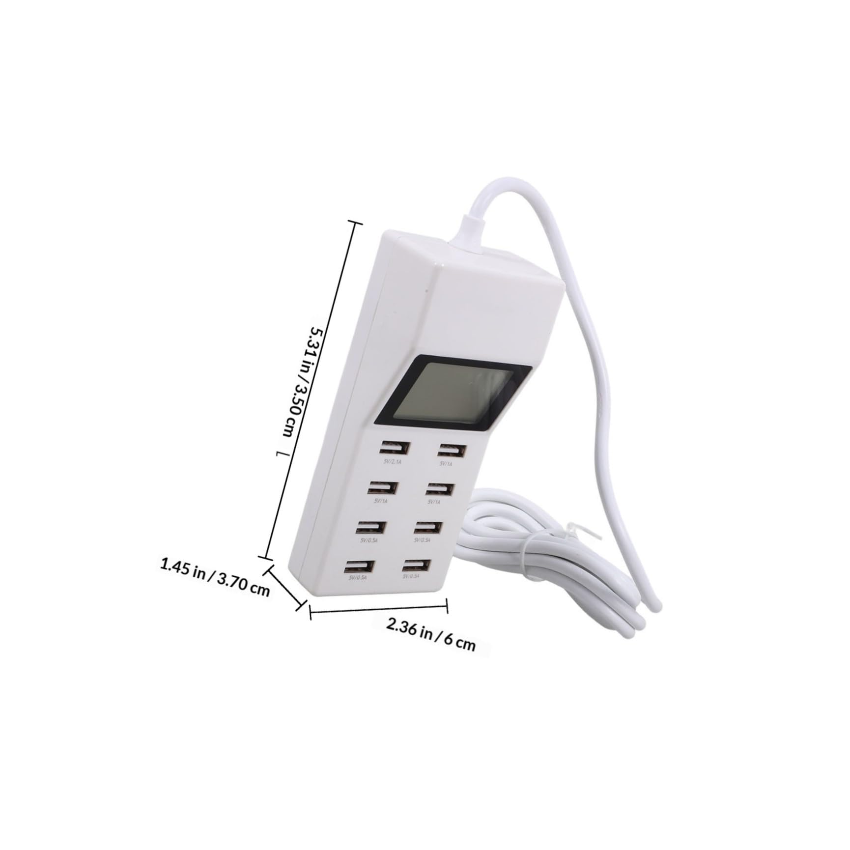 Caricabatterie USB Multiporta 8 Porte con Display Lcd, Stazione di Ricarica Intelligente Smart Ic, Protezione Sovraccarico per Smartphone e Tablet, per Casa, Ufficio e Viaggi
