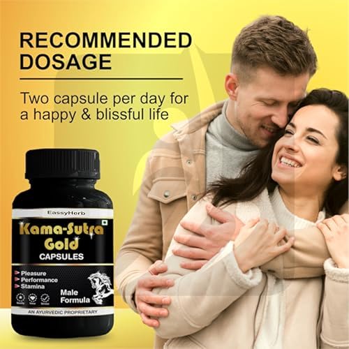 Kamasutra Gold Ayurvedic Capsules with 30ml Kamasutra Massage Oil | Natural Wellness & Vitality Booster | Original Herbal Formula