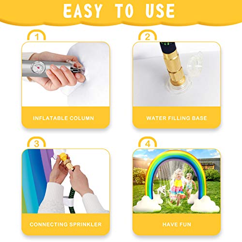 DG-Direct Outdoor Rainbow Sprinkler, Outside Water Inflatable Sprinkler Toy for Children Infants Boys Girls and Kids, Rainbow Inflatable Water Slides Fun Park Toys Perfect for Backyard Lawn Beach