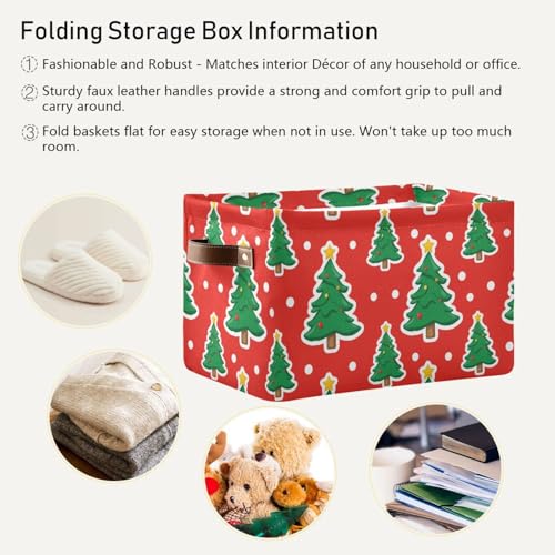 Image of Aslsiy Storage Basket Cute Christmas Tree Snow Red Nursery Bins Baby Box Canvas Clothes Shelf Basket Laundry Hampers 1 Pcs