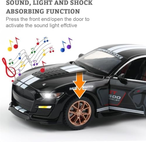 Image of 1:32 Scale Shelby Mustang GT500 Die-Cast Model Car - Black Metal Toy Car