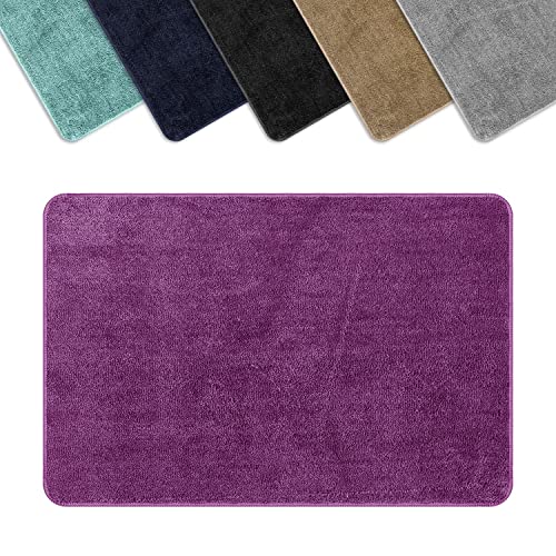 Vinsani Bath Mat Non Slip Bathroom Mat Thickened Fluffy Microfiber Machine Washable Shower Rug Ultra Soft Water Absorbent For Home Bathroom Kitchen – Purple (50 x 80cm)