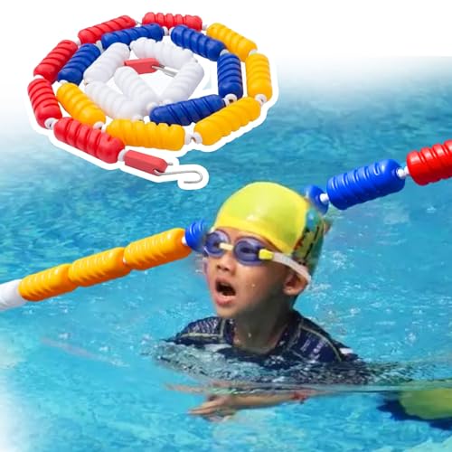 10ft/ 20ft/ 30ft/ 40ft/ 50ft/ 60ft/90ft/130ft Long Pool Buoy Rope Line, 1m/3.3ft Rope with 5 Buoy for Dividing Lanes Areas , Divider Floating Buoy Line for Shallow Beaches Home/public Pool ( Size : 20