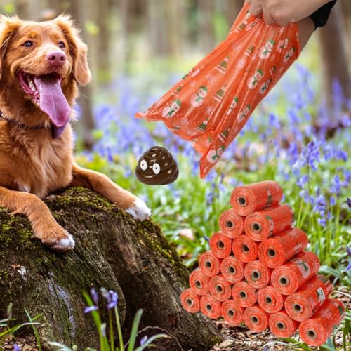 Image of Thick & Strong Dog Poop Bags Scented, Large Capacity Leak Proof Tear Resistant Waste Bags, 6 Rolls 90 Bags for Outdoor Walking and Travel Fast Easy Cleanup (orange)