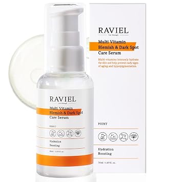 RAVIEL Multi Vitamin Dark Spot & Blemish Face Serum | 7 Hyaluronic Acid for Deep Hydration & Brightening for All Skin Types | Snail Mucin, Anti Aging, Korean Skincare 1.69 fl oz