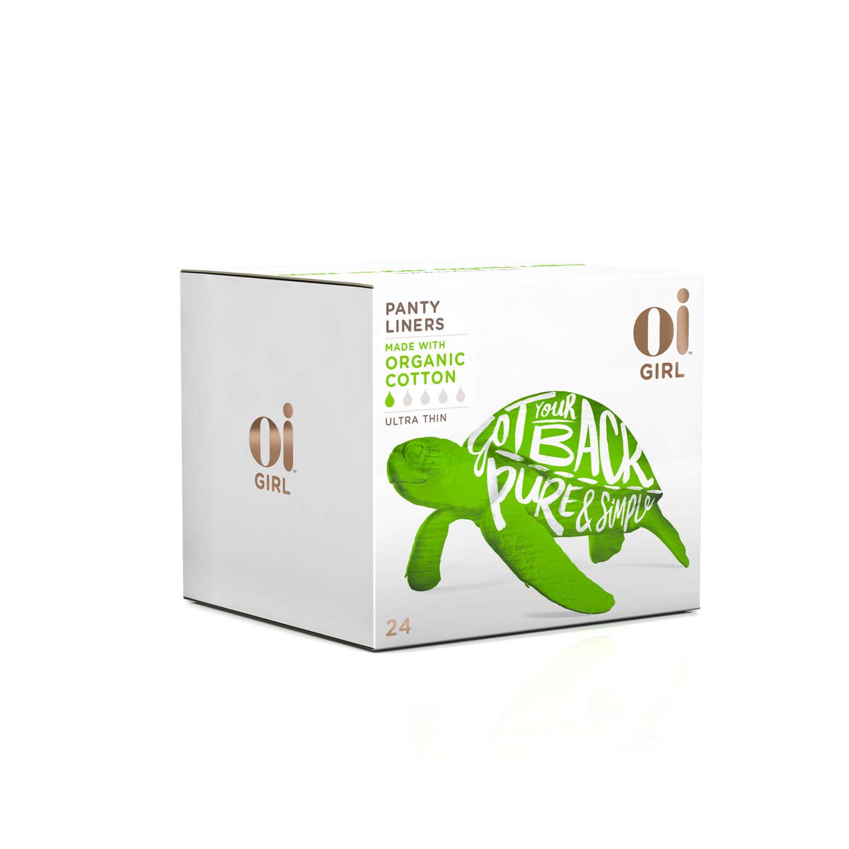 Oi Girl Organic Panty Liners, Box of 24 Ultra-Thin Panty Liners, Individually-Wrapped